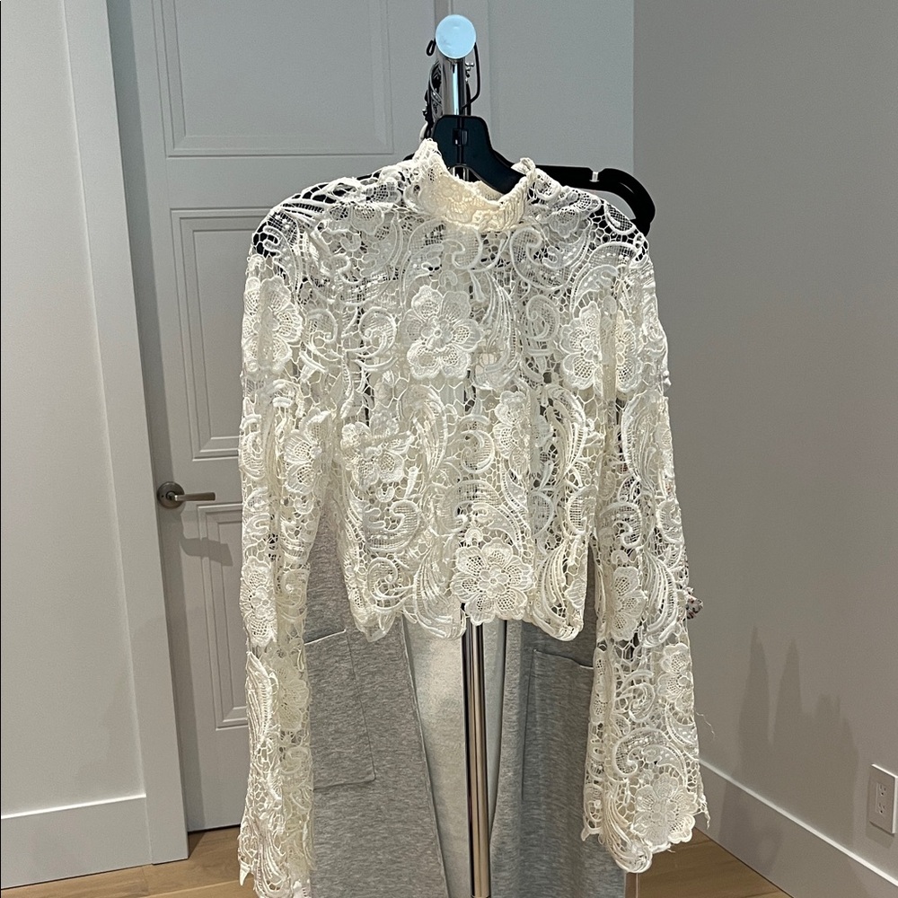 Elegant Lace Women Top in Cream